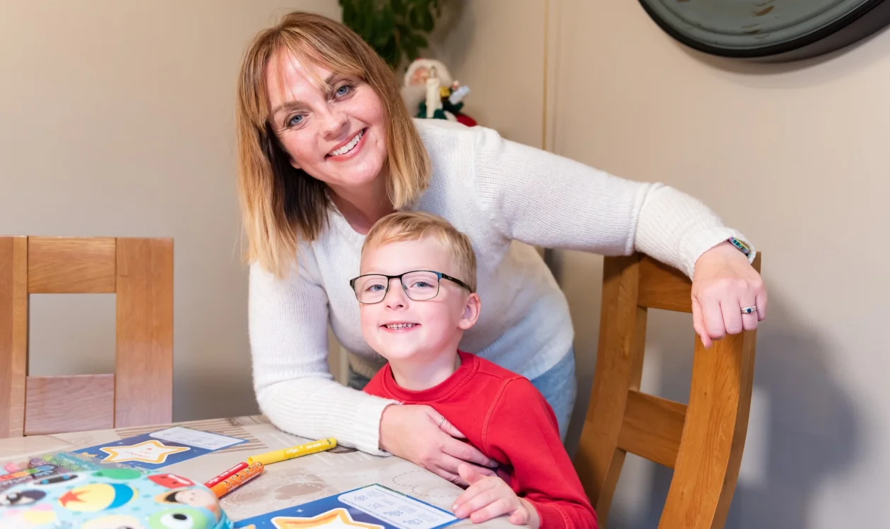 Karen Bond with son Edward dedicating a Yorkshire Star