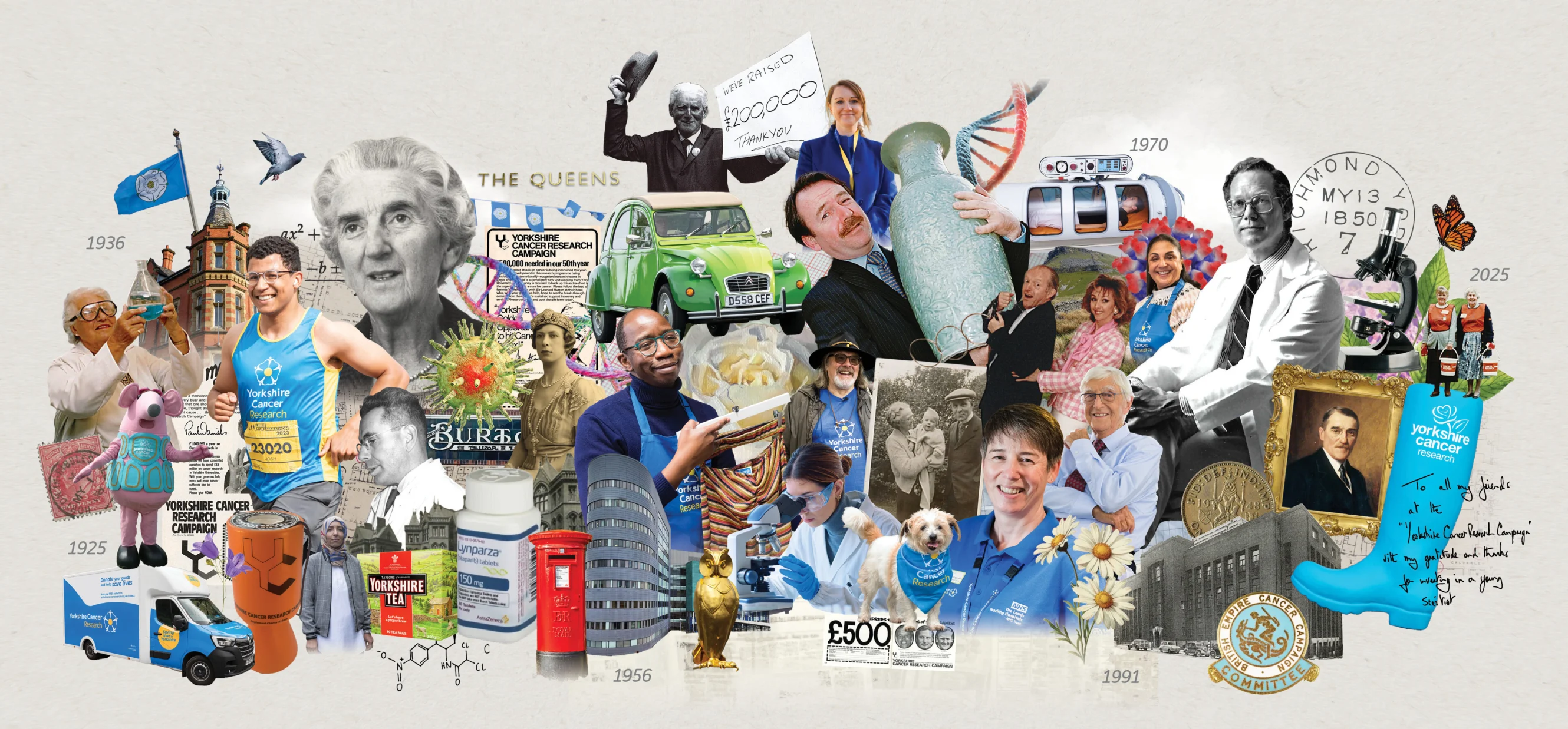 A collage of people and events from across the charity's 100-year history