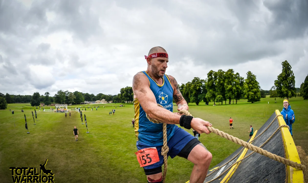 Lee Hammond taking on the 'Yorkshire Warrior' assault course