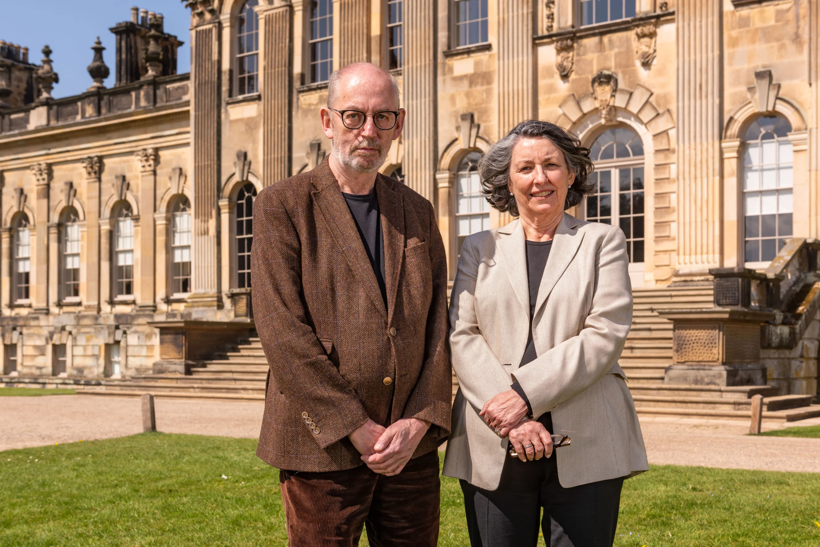 Nicholas and Victoria standing infront of Castle Howard