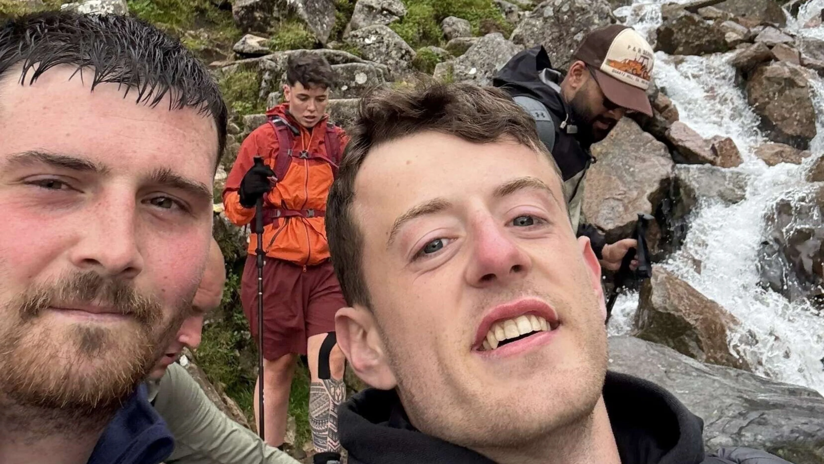 Lewis and his friend in a selfie why climbing Ben Nevis.