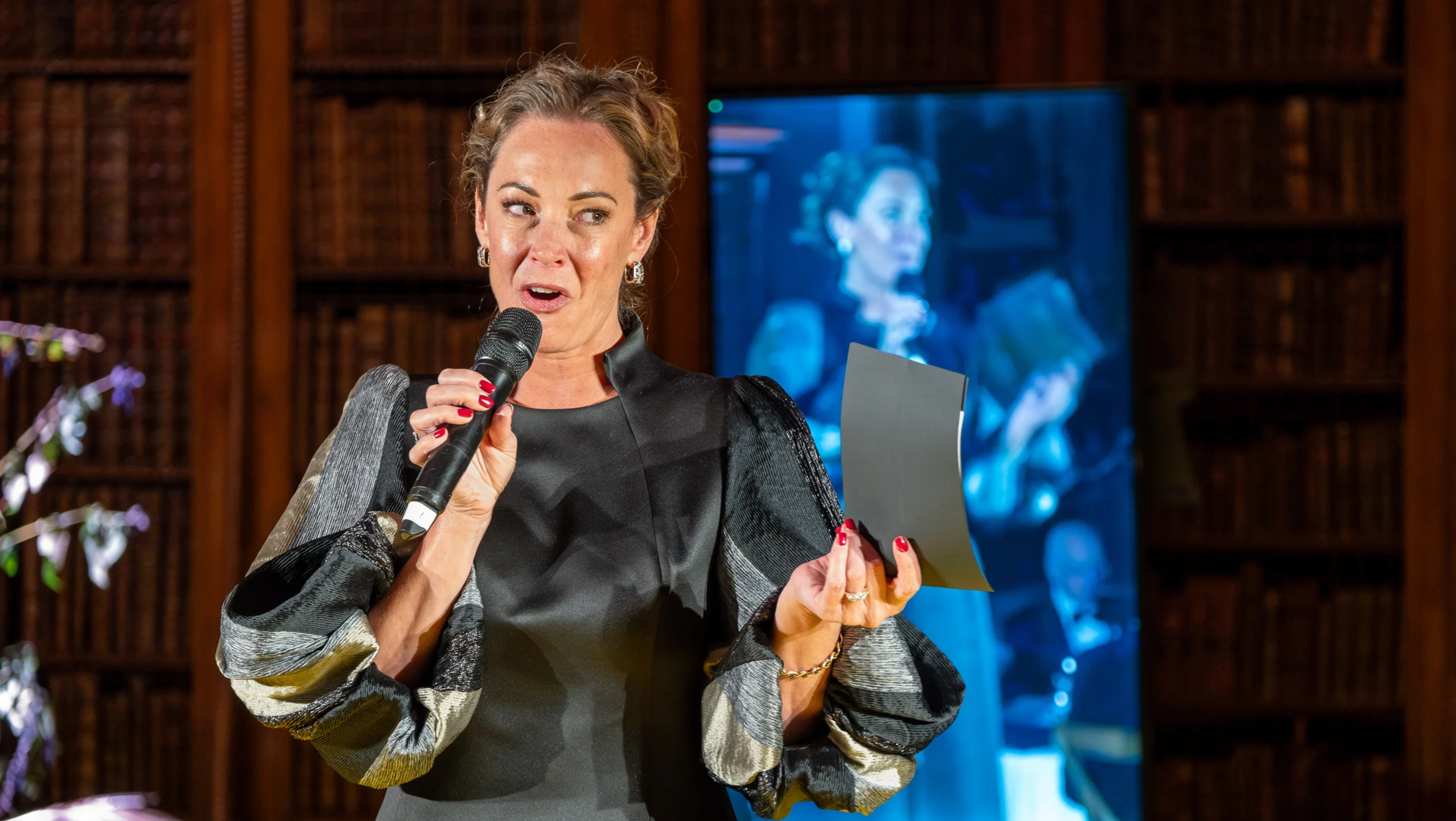 Jo Pickard speaking to guests