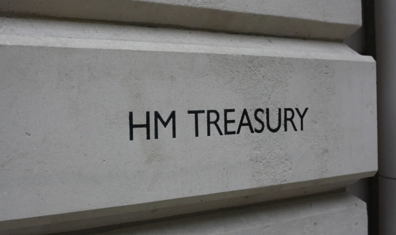 Wall with HM Treasury printed on a stone