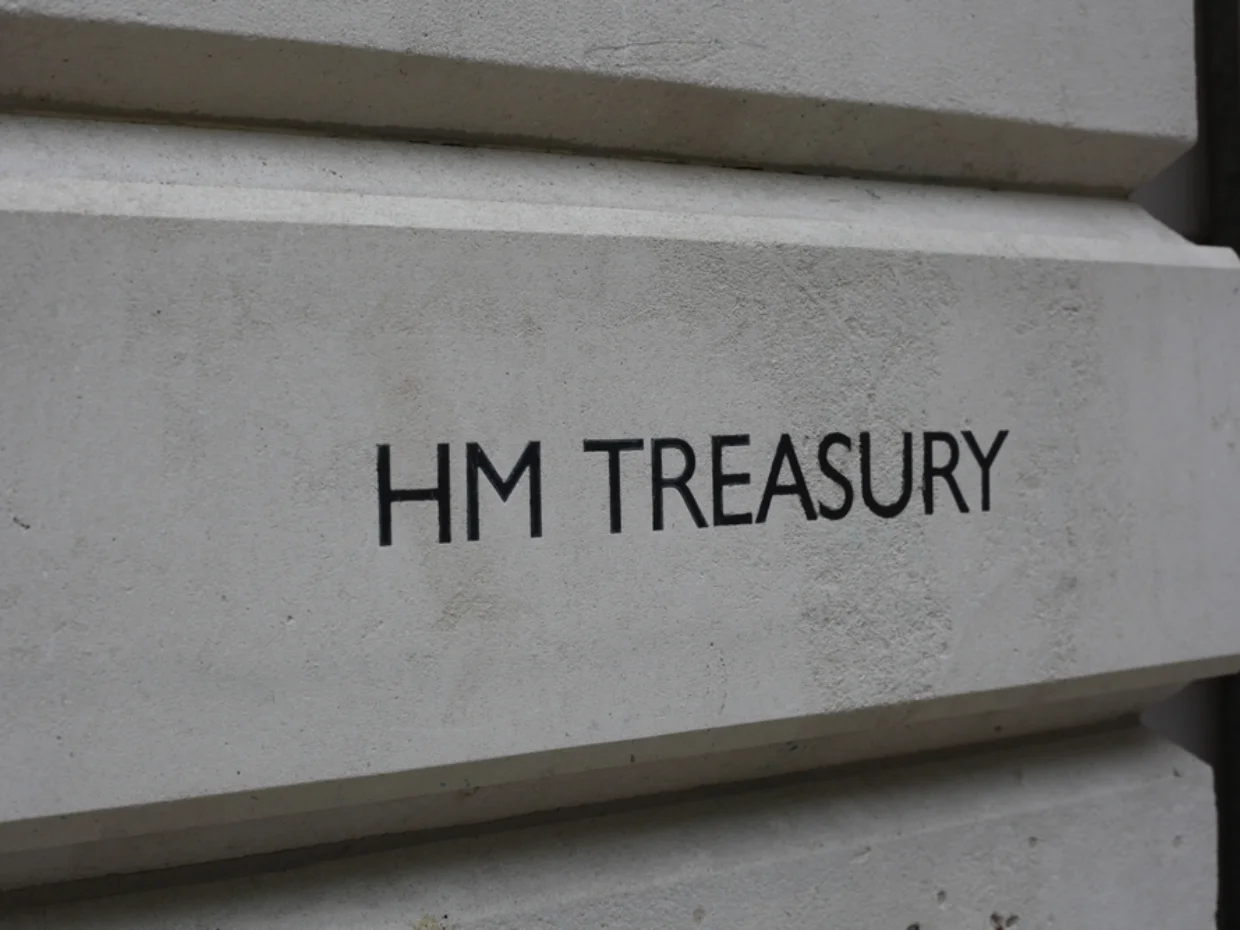 Wall with HM Treasury printed on a stone