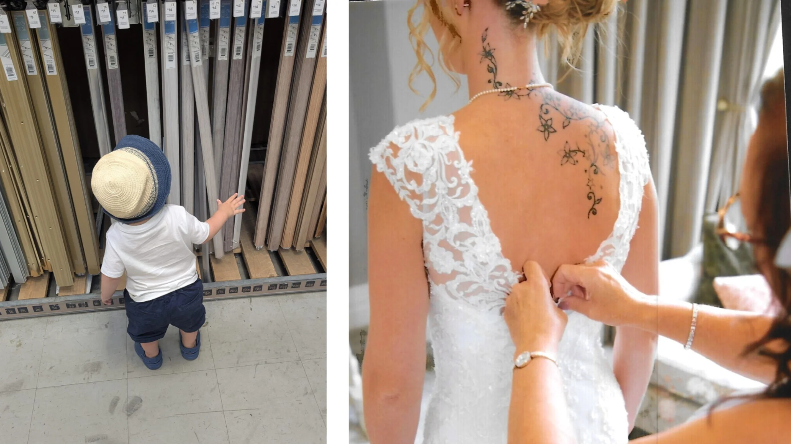 Two photos; Susan's grandson, George; and Susan's daughter's wedding