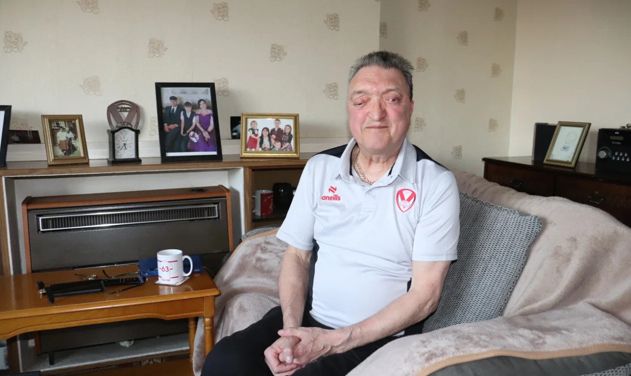 John Hallatt sitting in his home in Bramley