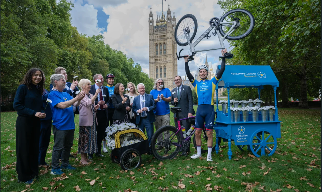 The Tanfield Brothers in front of Westminster with MPs, Peers and advocates of the charity