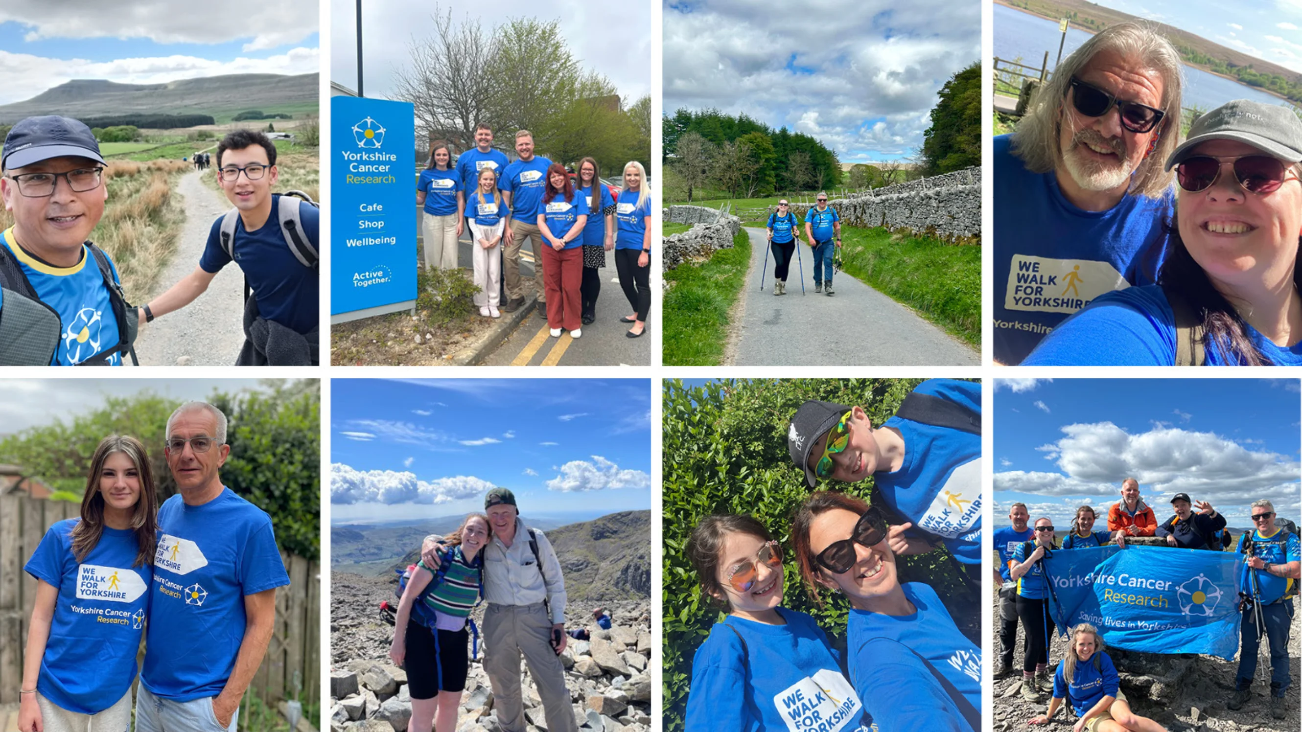 A collage of various participants from We Walk for Yorkshire and the Yorkshire Three Peaks