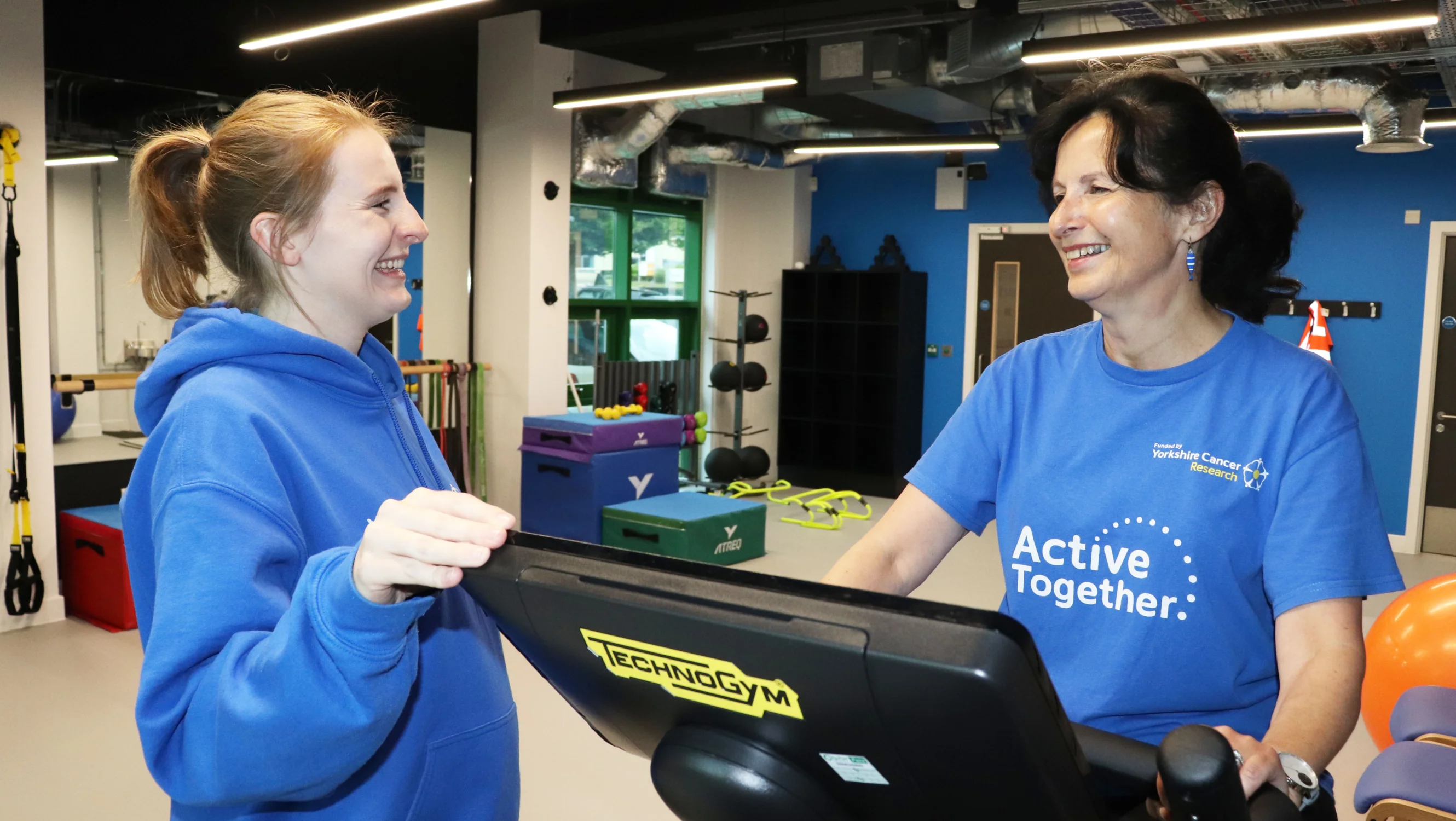 Anne on the treadmill with the support of her Active Together instructor
