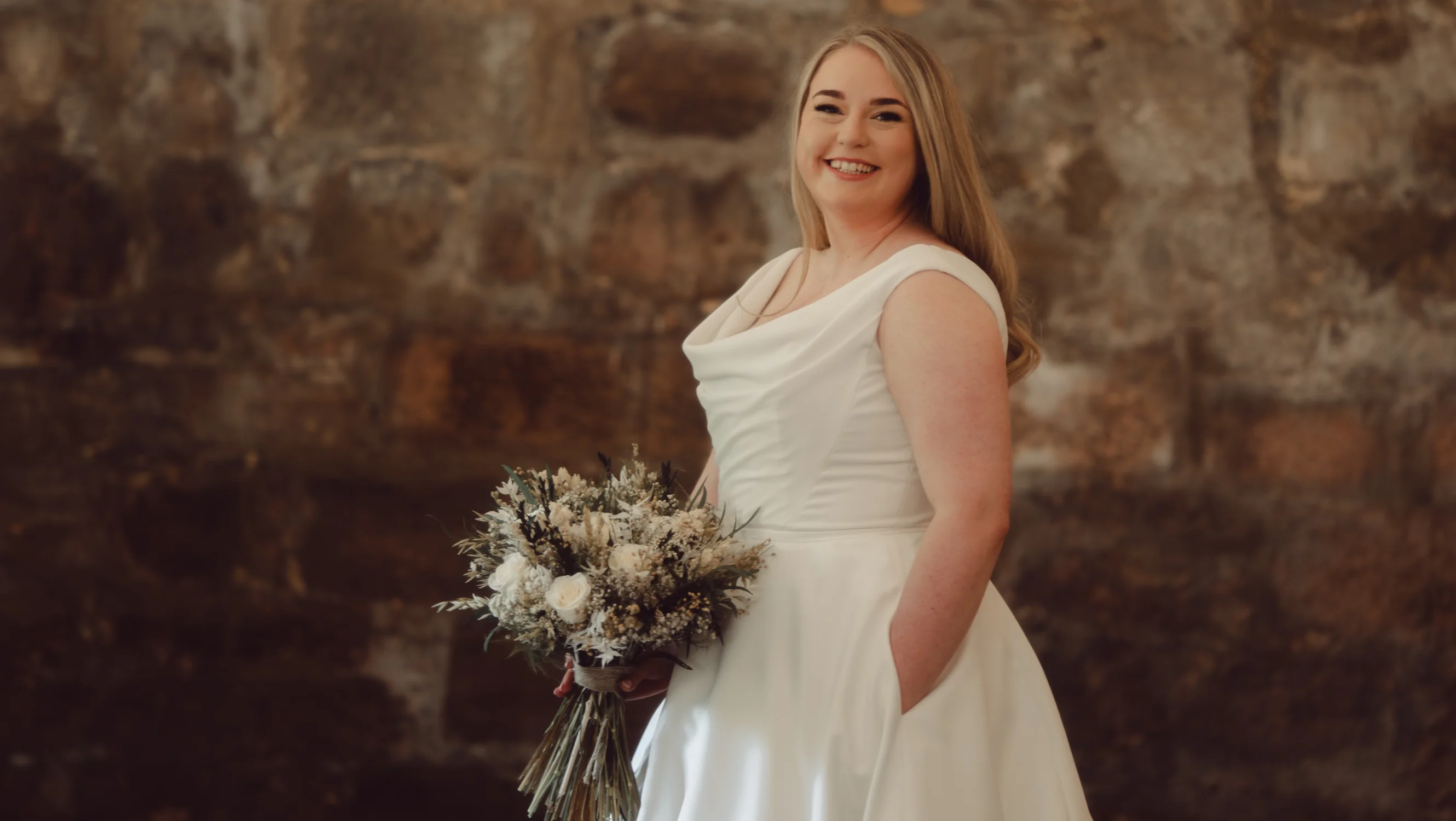 Aimee in her wedding dress