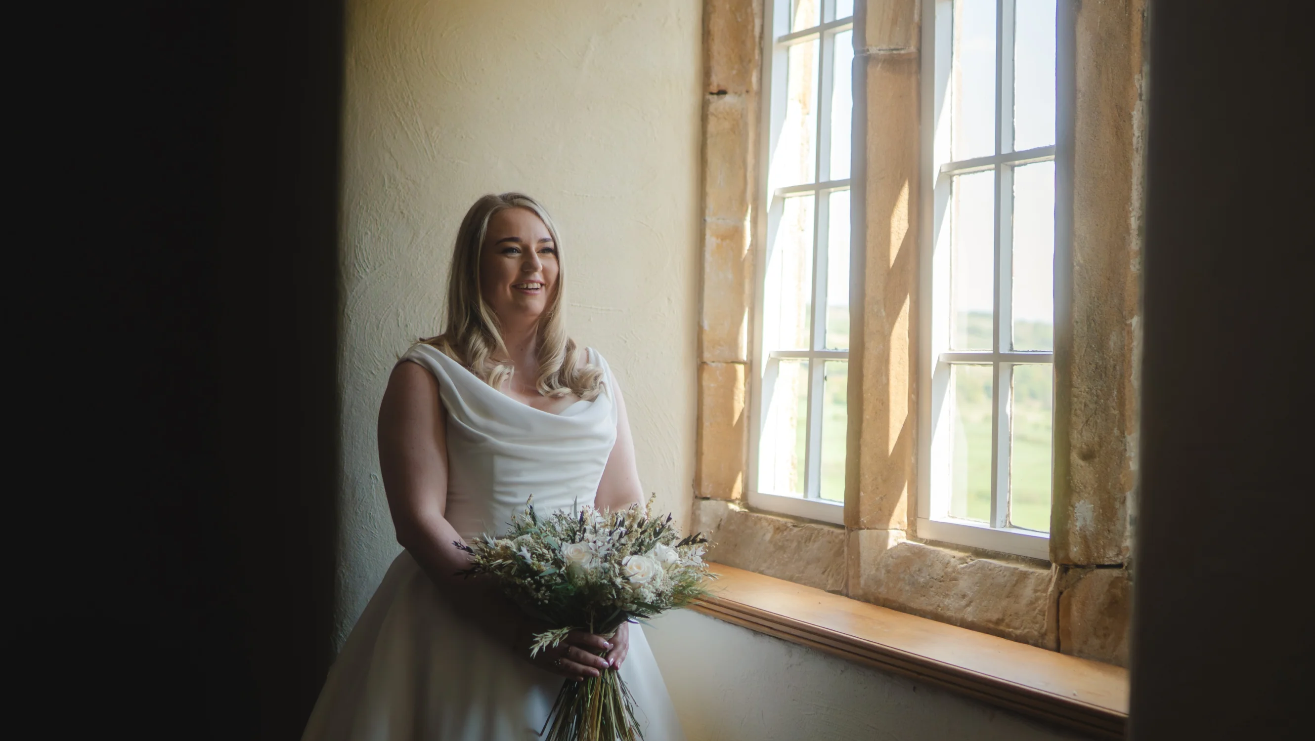 Aimee in her wedding dress