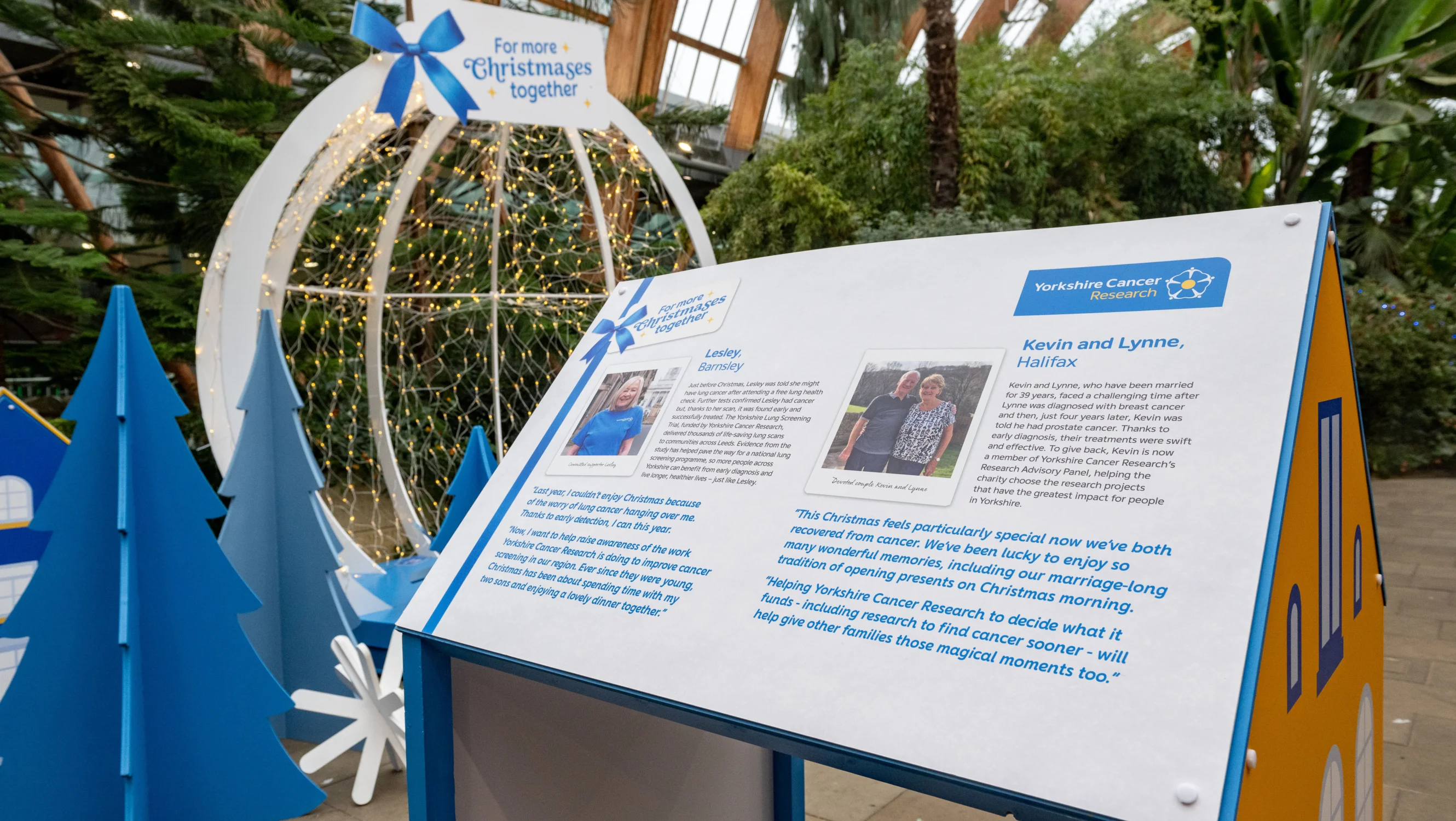 One of the Christmas installation houses featuring the voices of supporters