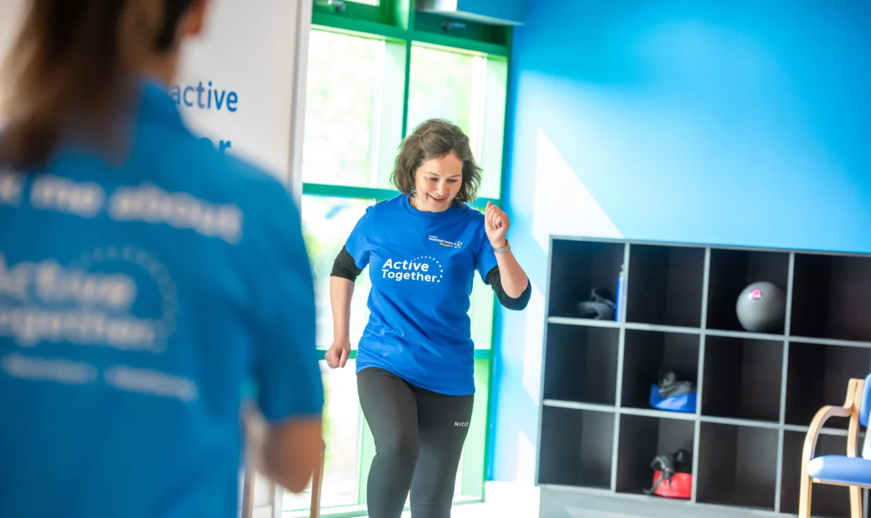 A woman exercising in a gym