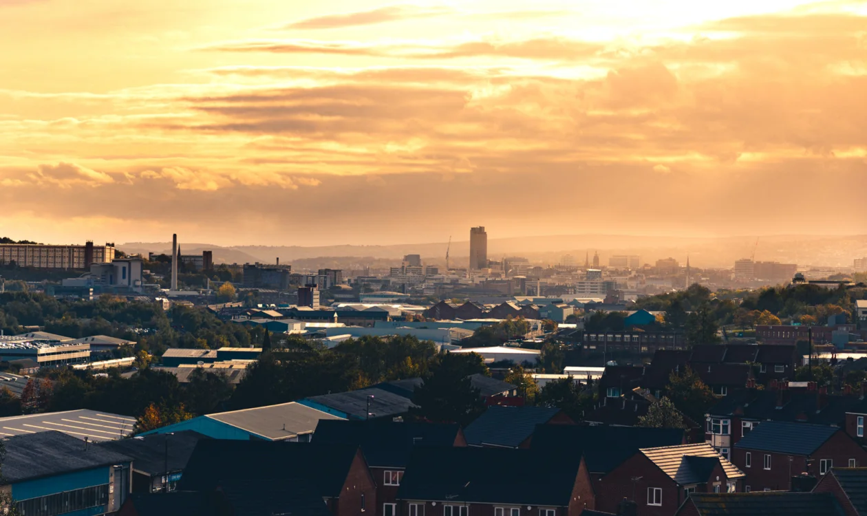 Landscape image of Sheffield at dusk