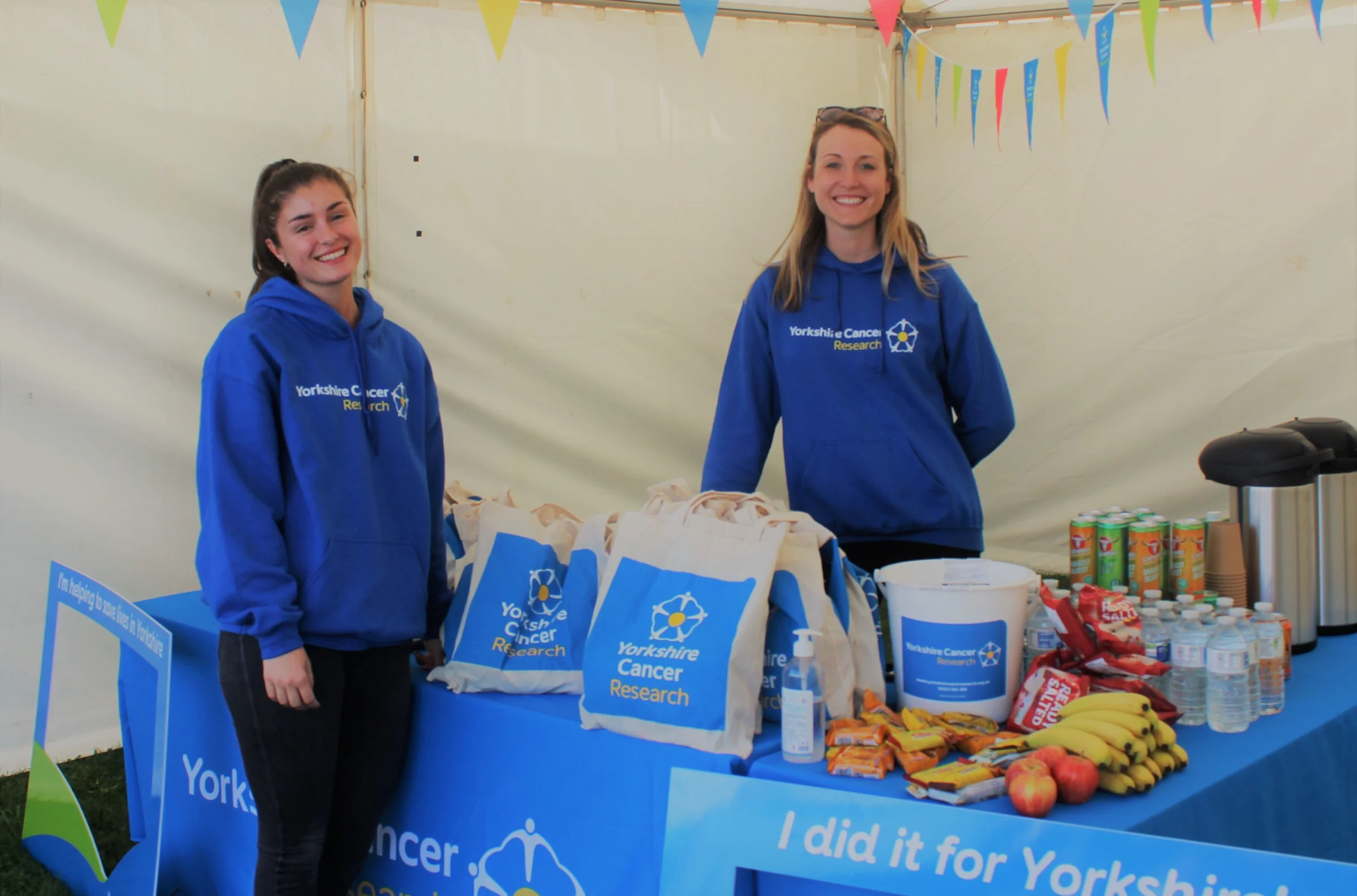 Yorkshire Cancer Research events team at Great North Run charity village