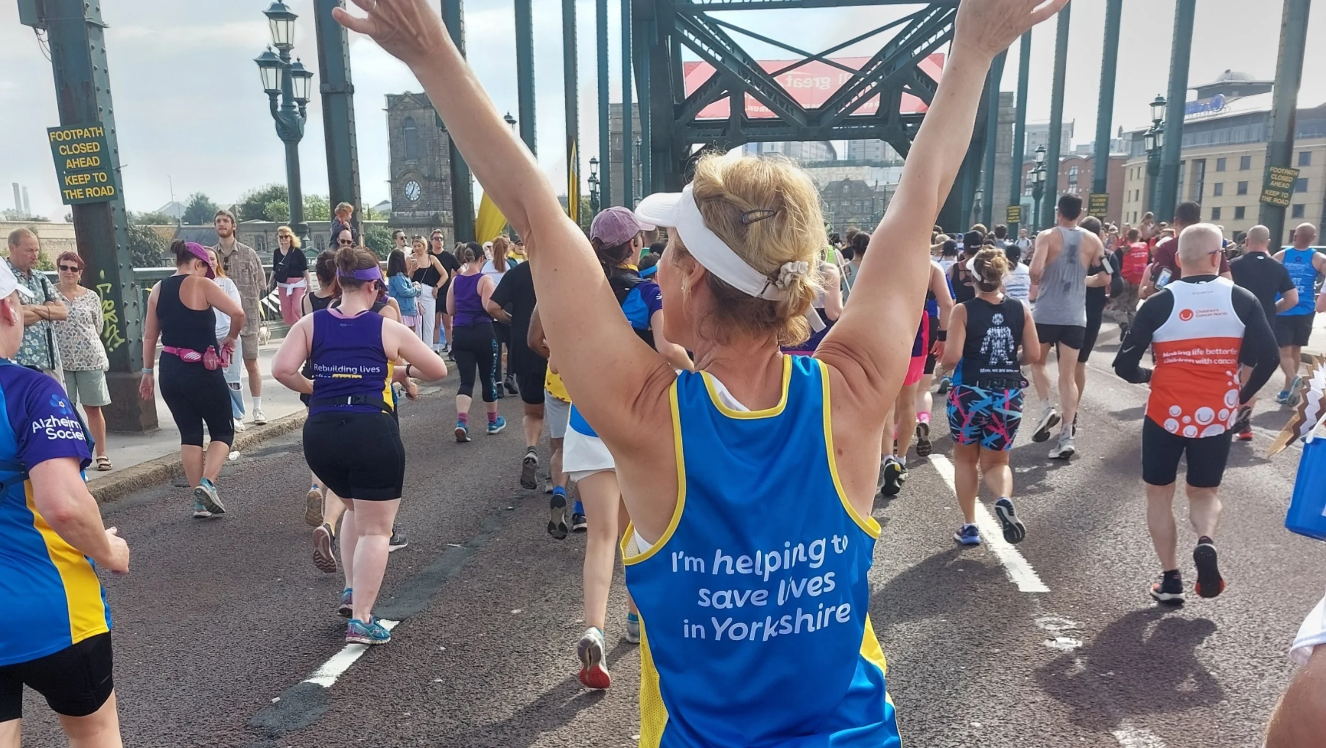 A lady taking part in the Great North Run