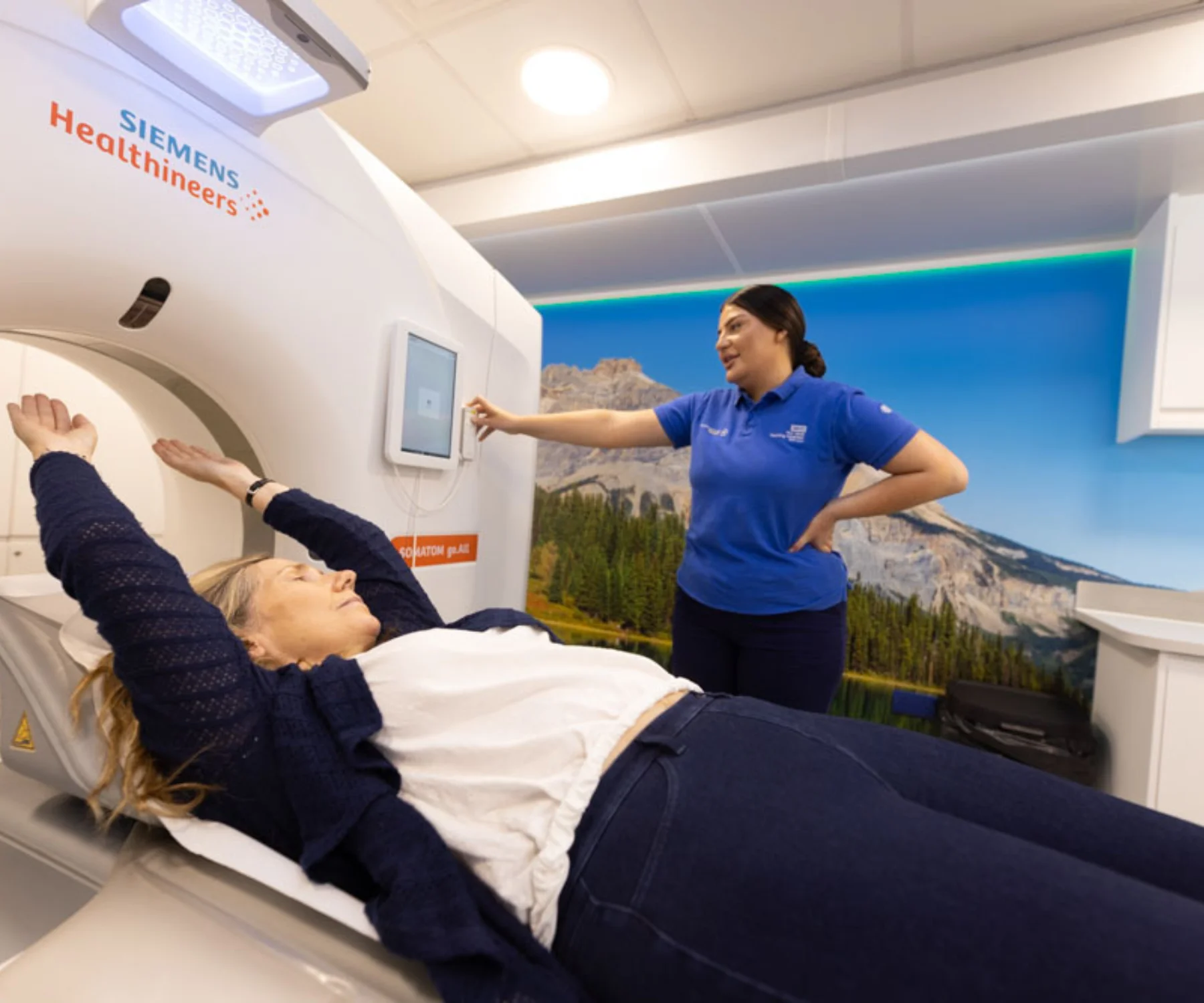 Female patient about to undergo a CT scan