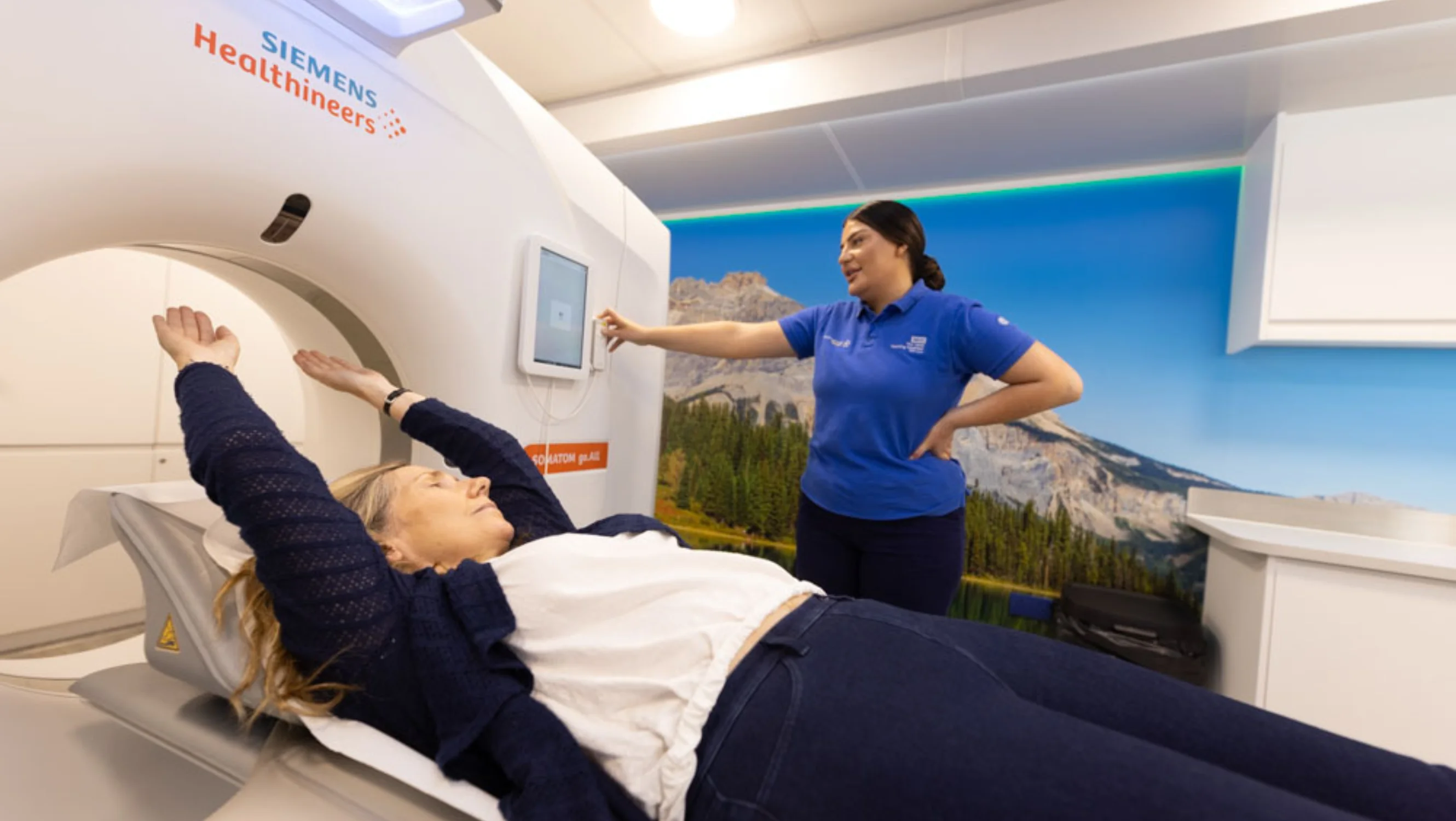 Female patient about to undergo a CT scan