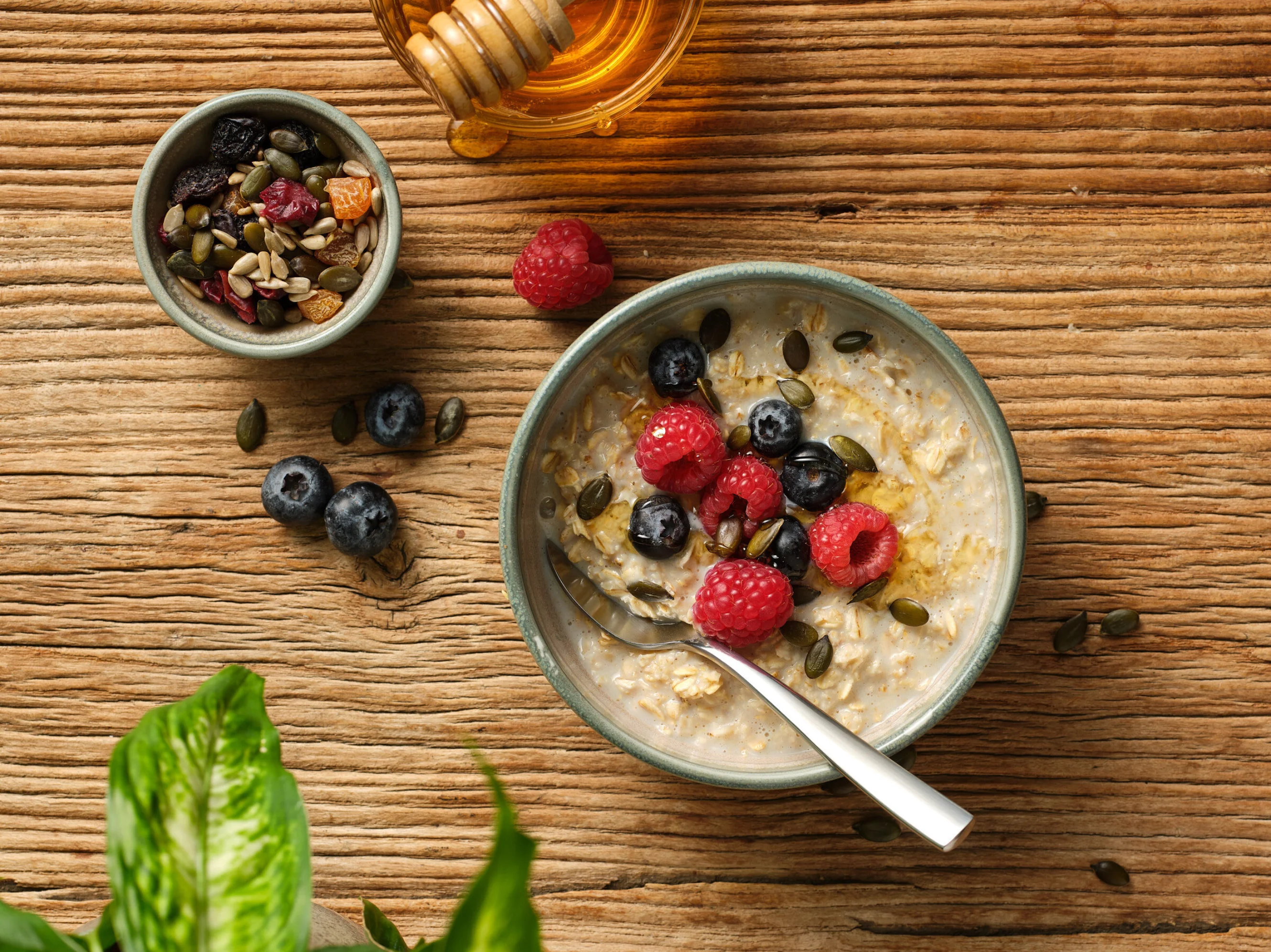 Porridge on a brown board