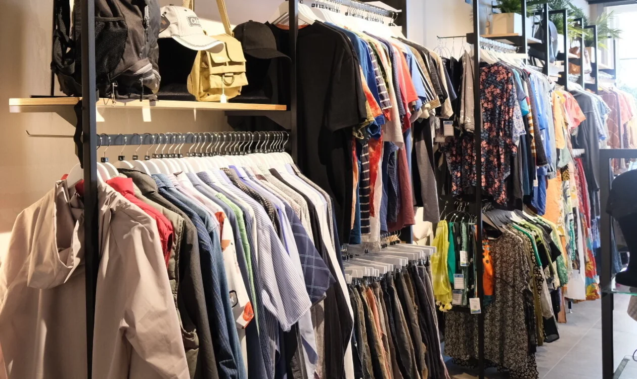 Rails of clothes and accessories