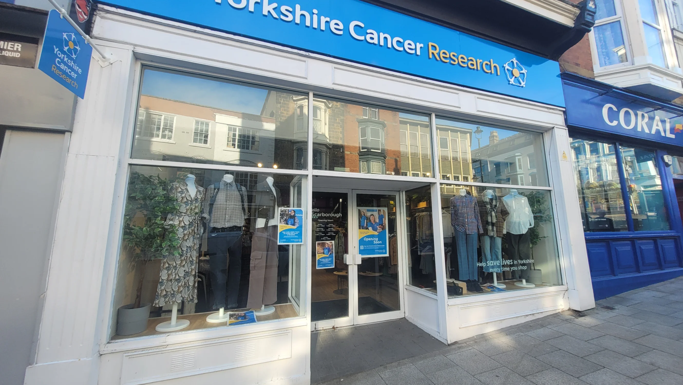 Photo of a Yorkshire Cancer Research shop front in Scarborough