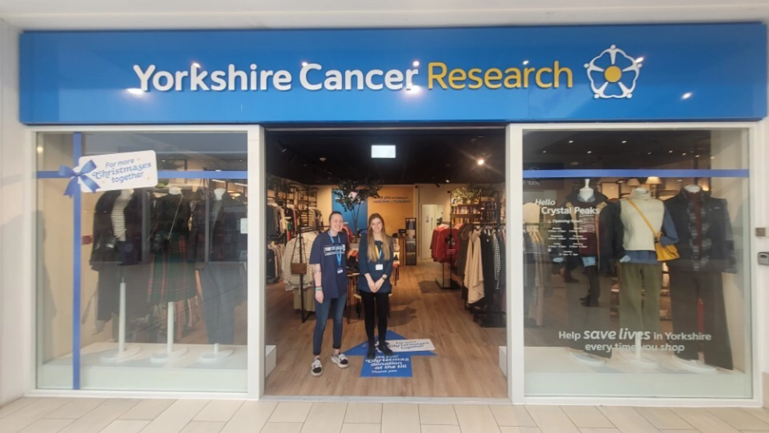 A Yorkshire Cancer Research shop front in the Crystal Peaks Shopping Centre