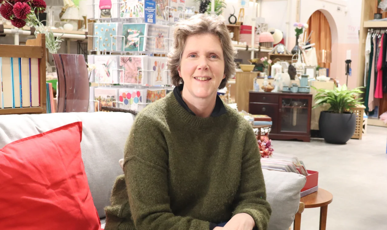 Fiona Fleming on the sofa