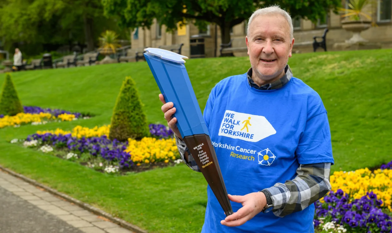 Ian Boswell holding the Baton for Yorkshire