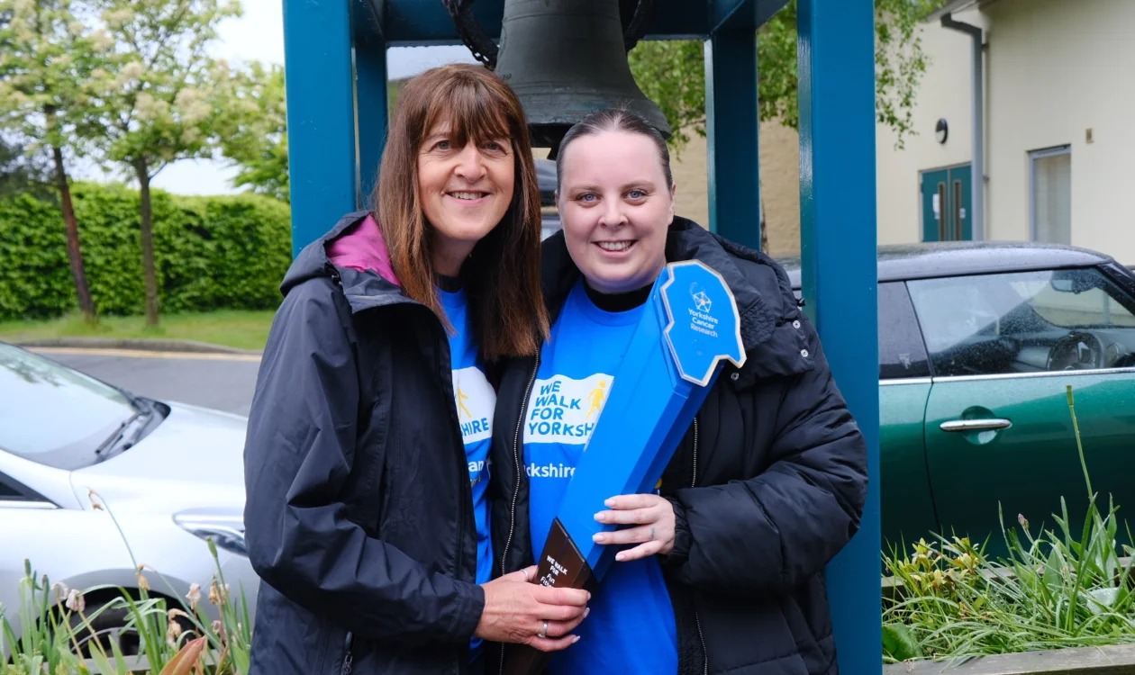 Karen and Jade holding the Baton for Yorkshire