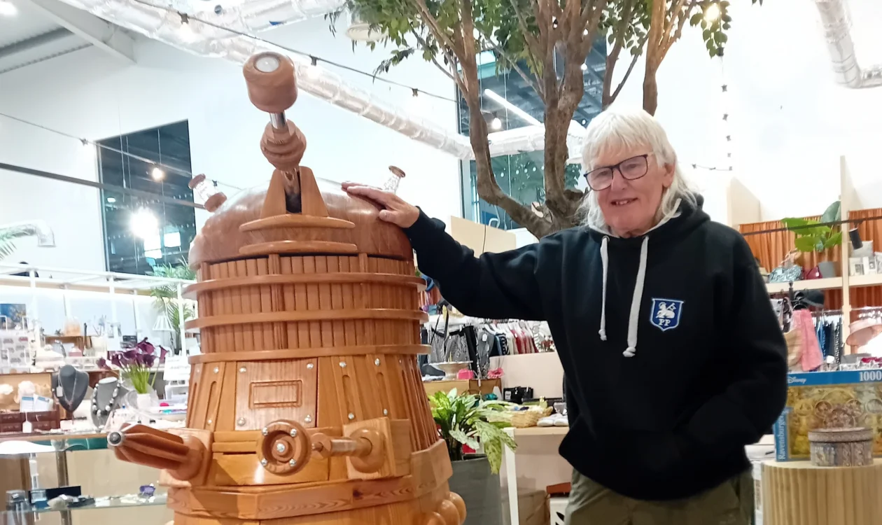 Martin standing next to the Dalek
