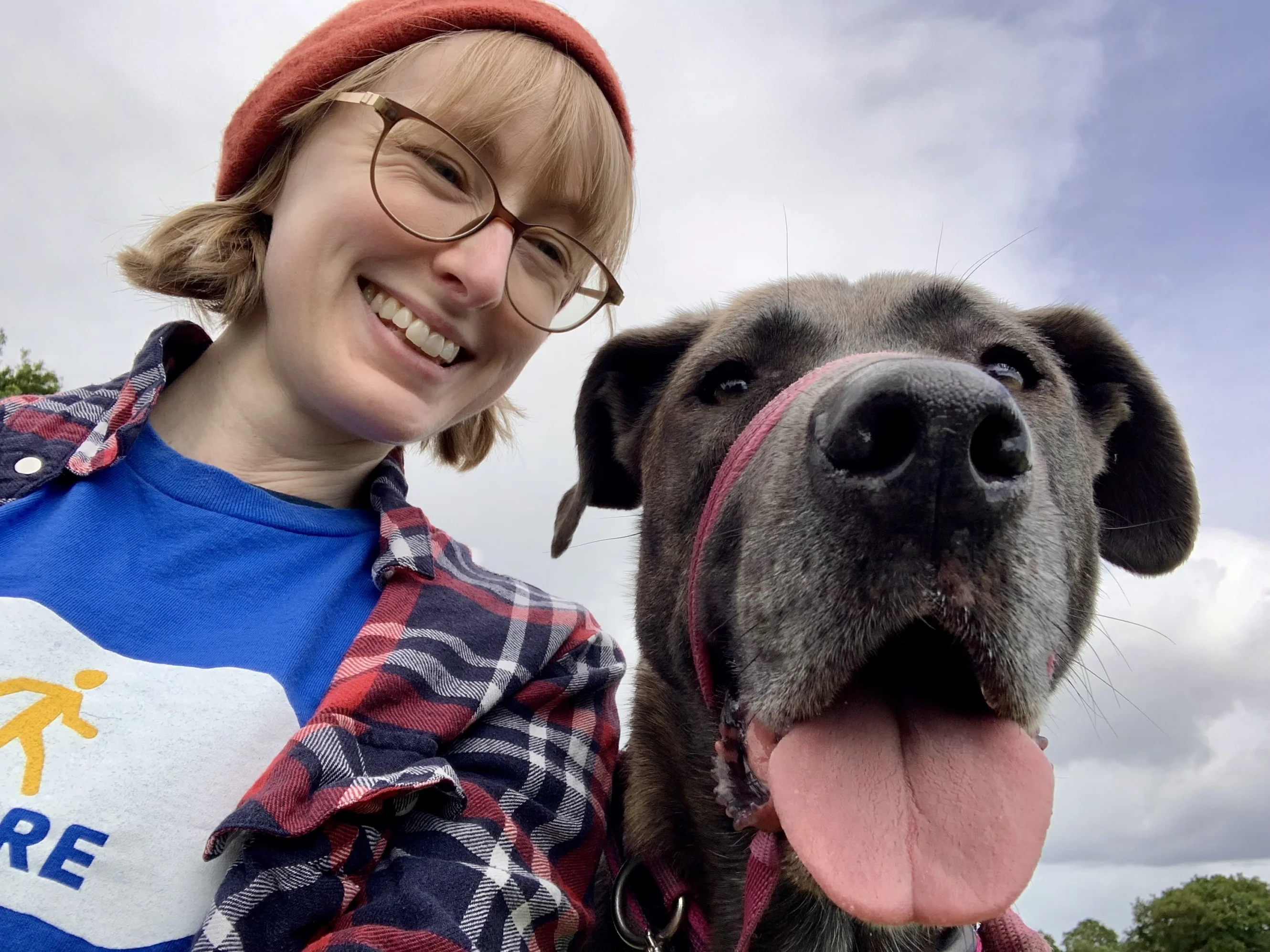 Alice Hildred in a selfie with her dog, Bonnie