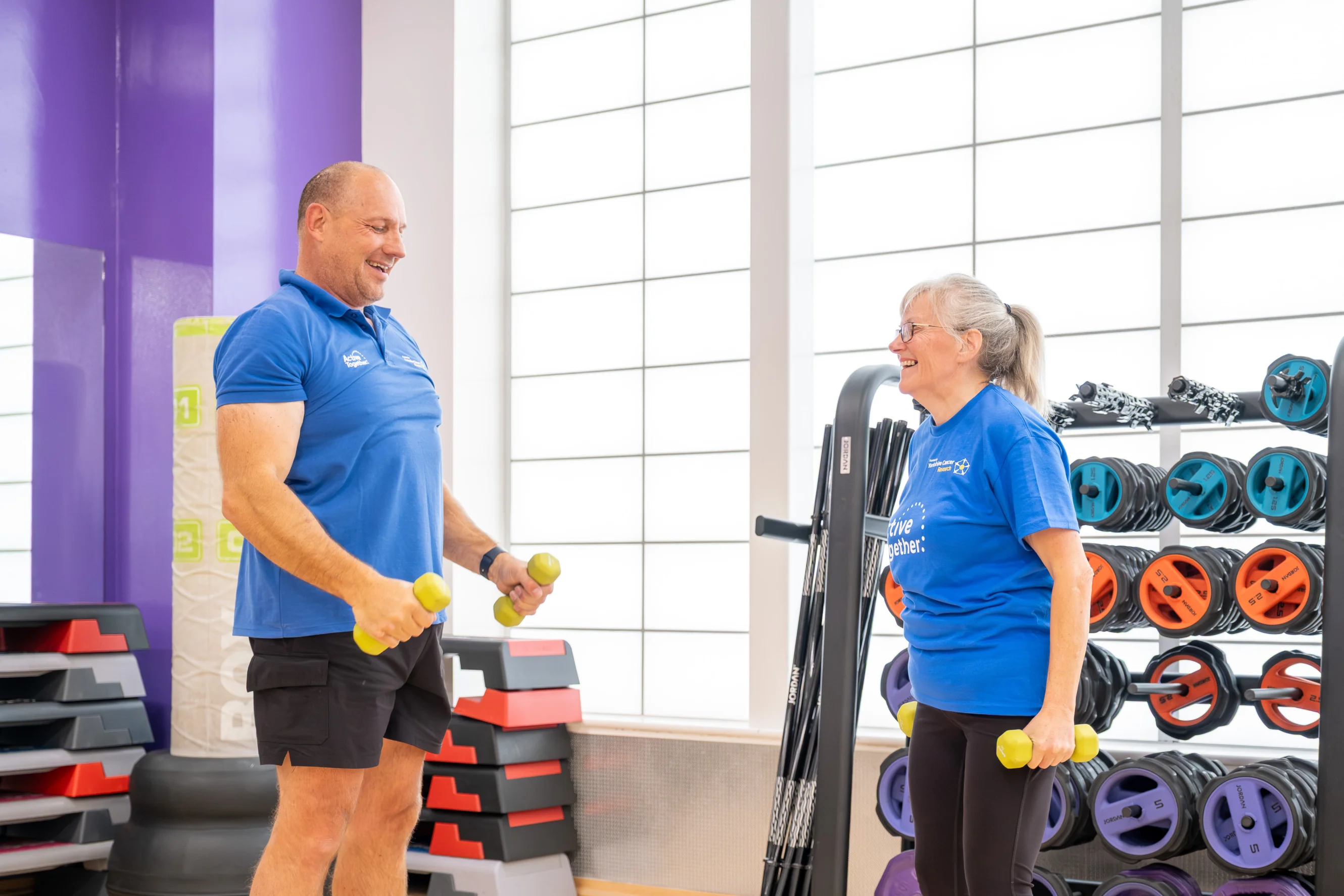 Rebecca Clegg with Active Together fitness instructor Ian Smales