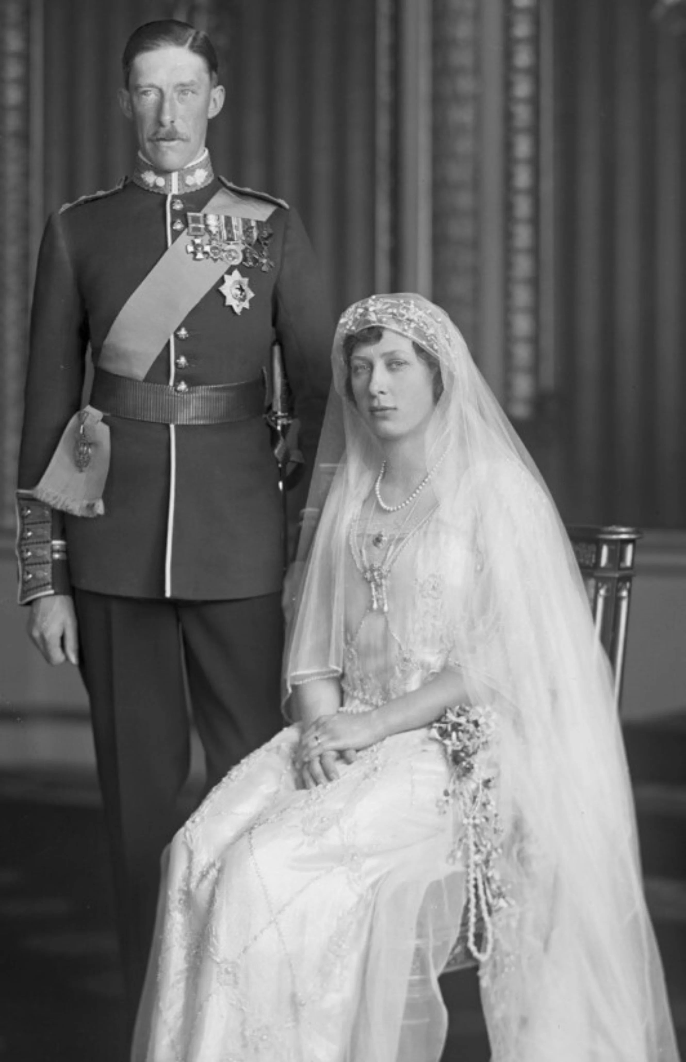 Viscount Lascelles and Princess Mary on their wedding day