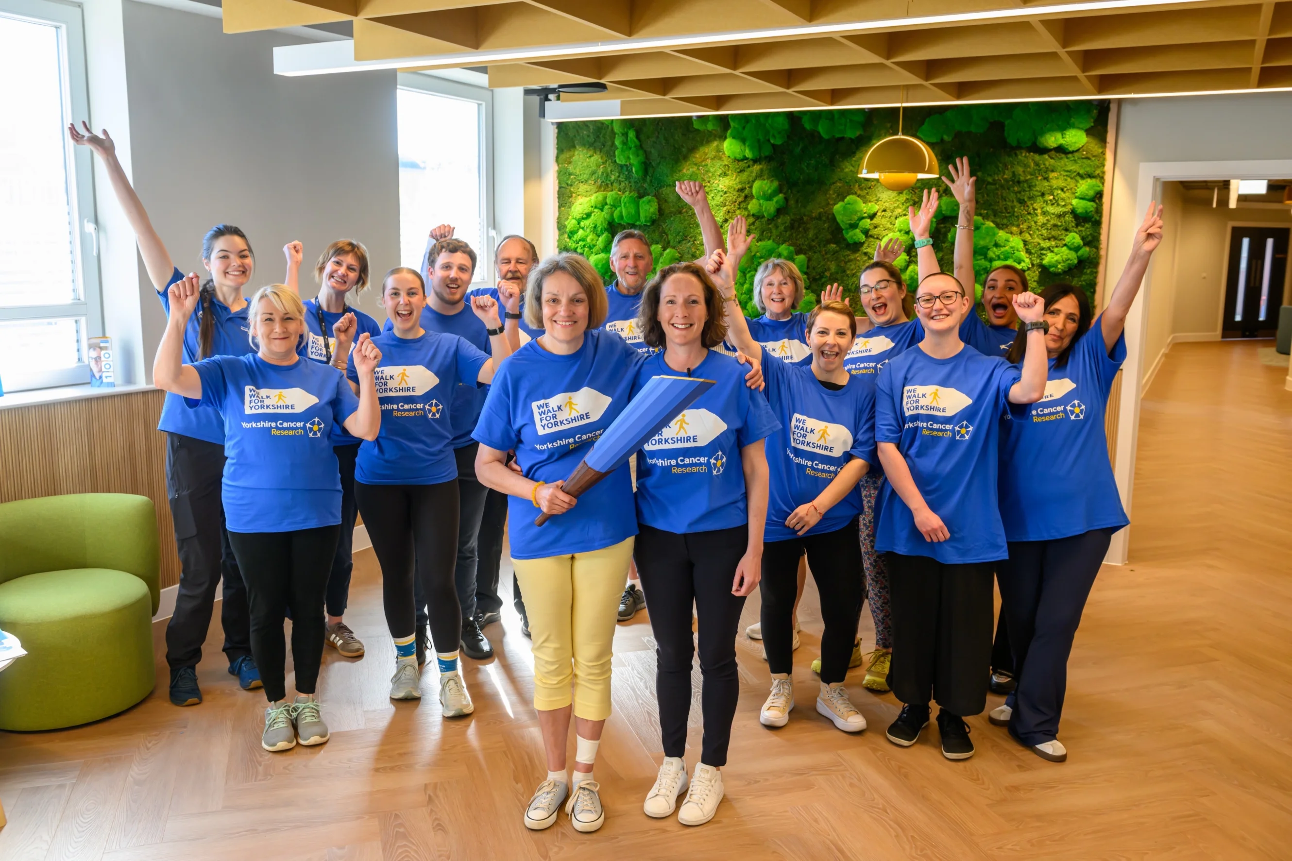 Group of Active Together team, members and people with cancer together for a photo at the Active Together centre in Hull