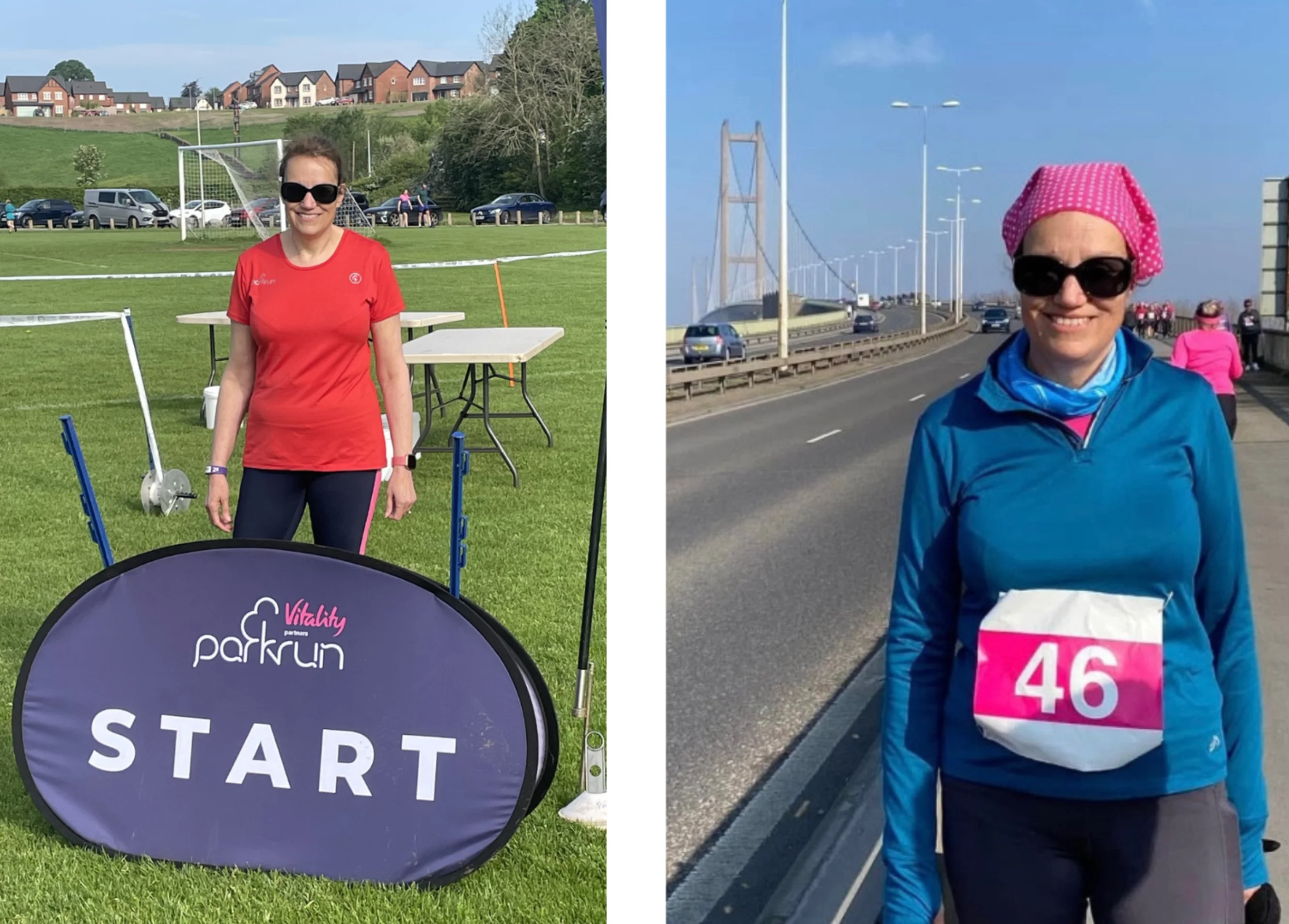 Josie at the start of her parkrun; Josie at the Headscarf Hustle