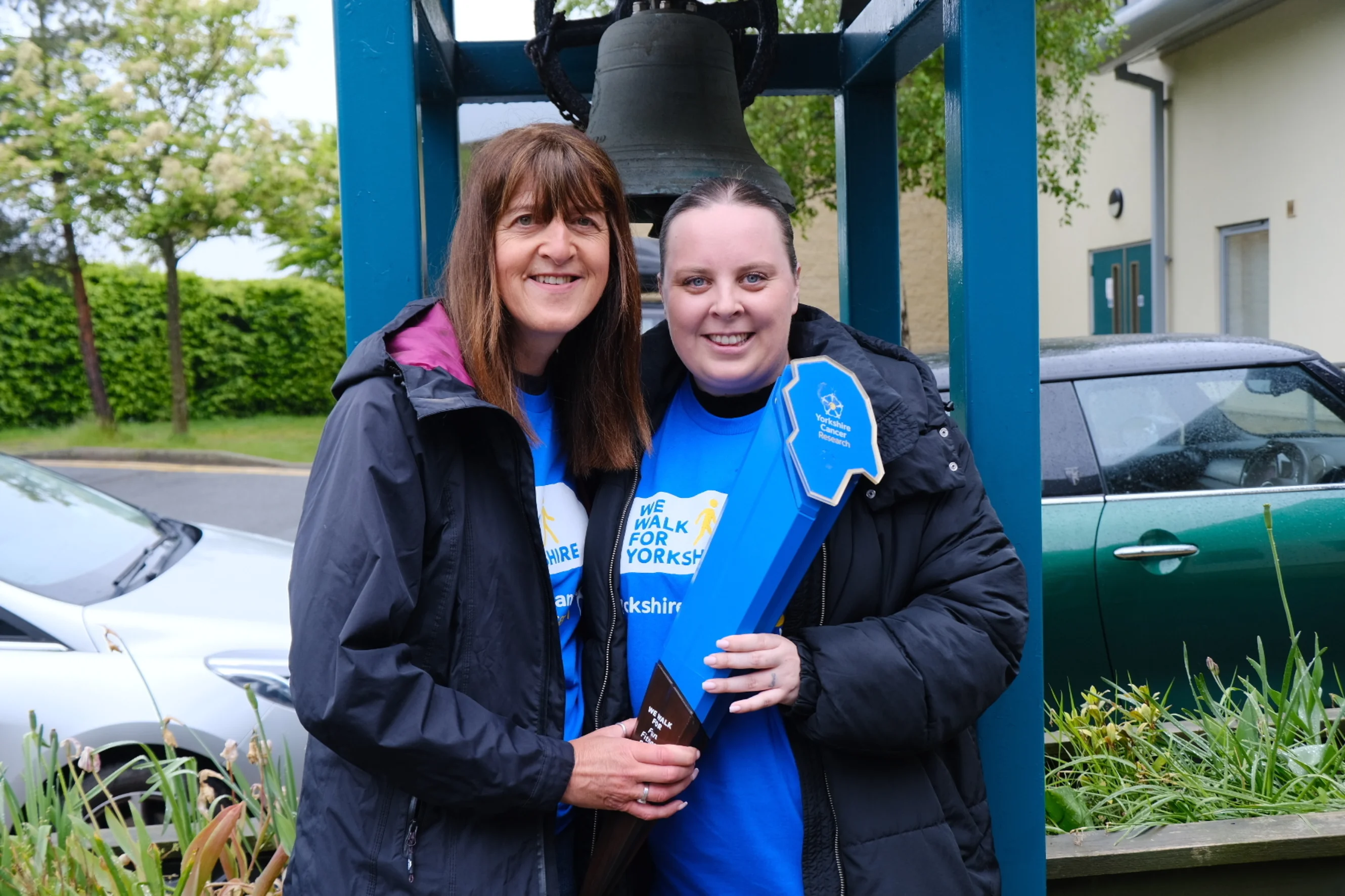 Karen and Jade holding the Baton for Yorkshire