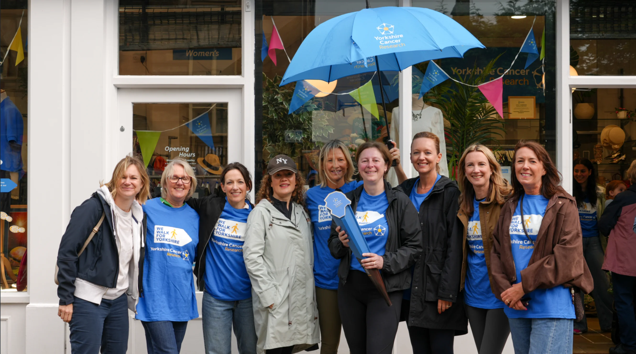 Lisa and her friends outside of the Harrogate shop