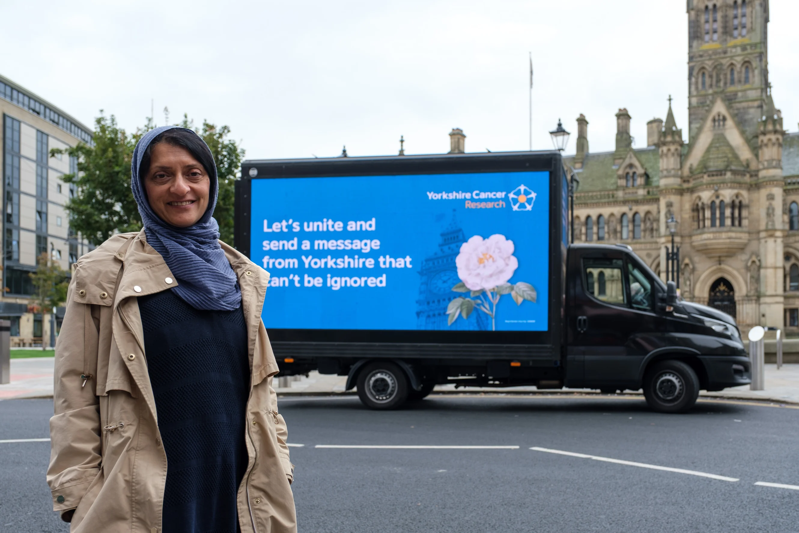 Yorkshire Cancer Research - Send a White Rose to London to 'Stand with Yorkshire' on Yorkshire Day (for a cancer free future) – Picture date Tuesday 29 July, 2025 (Bradford, West Yorkshire) 
Photo copyright, contact for licensing. For licensed images, credit should read: Jonathan Pow/jp@jonathanpow.com (REF: POW_250729_0345)