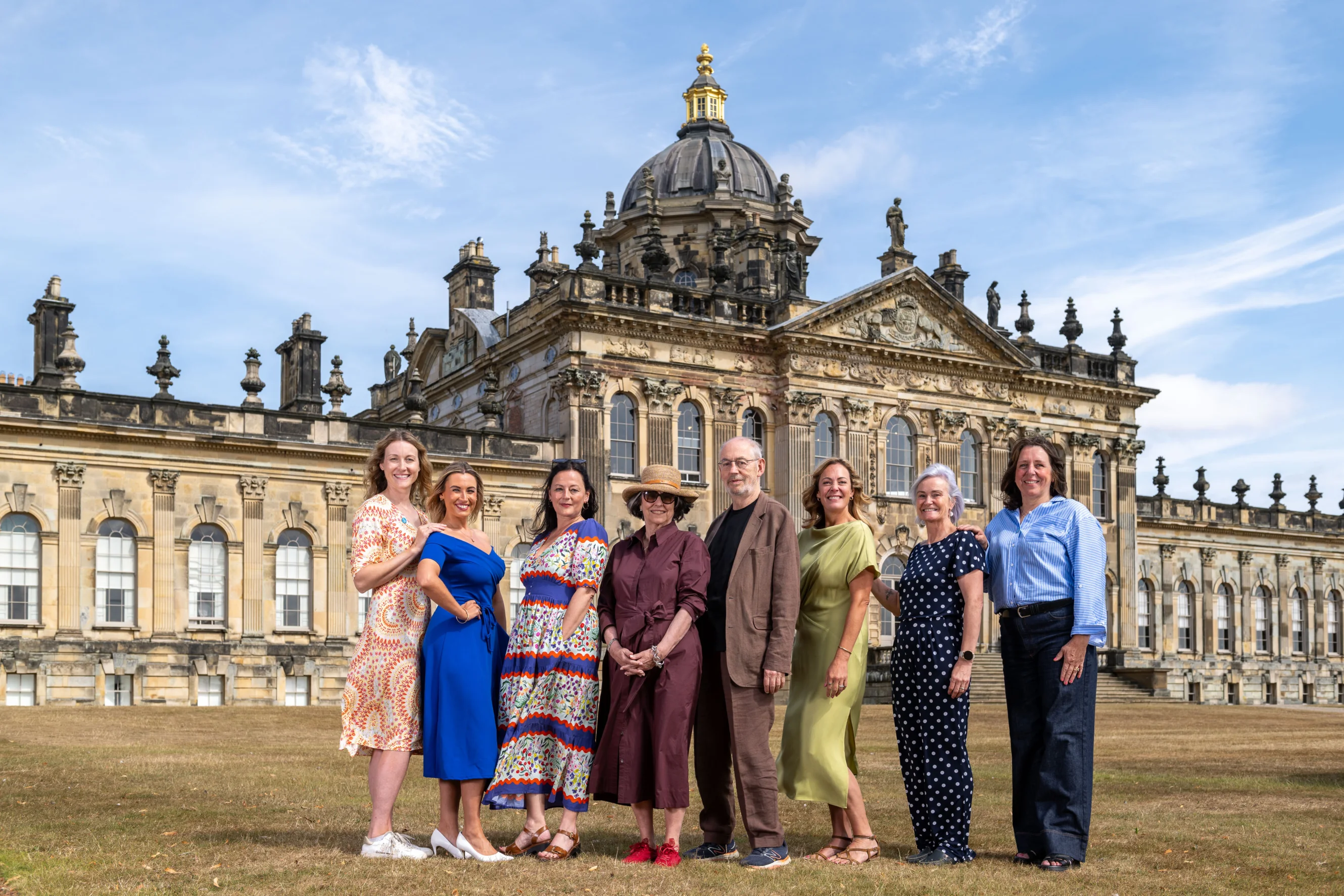 From left to right - Rebekah Jerram, Briony Harford, Charlotte Lloyd-Webber, Victoria Howard, the Hon. Nicholas Howard, Joe Rookie, Jane Nordli, Rosie Hepplewhite