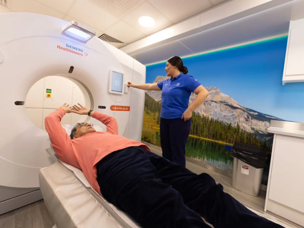 Man in a CT scanner